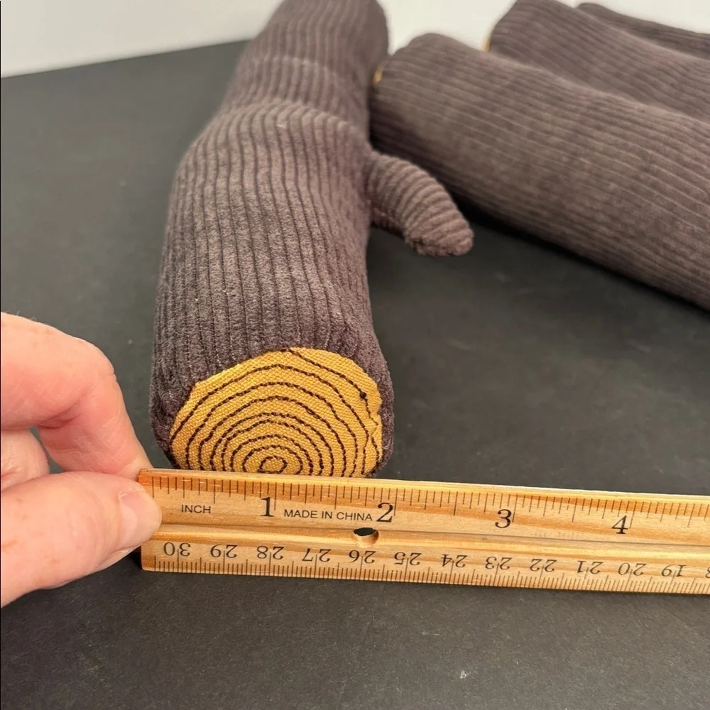 Plush Log Set Brown Corduroy Soft Toy Firewood Home Decor 10”